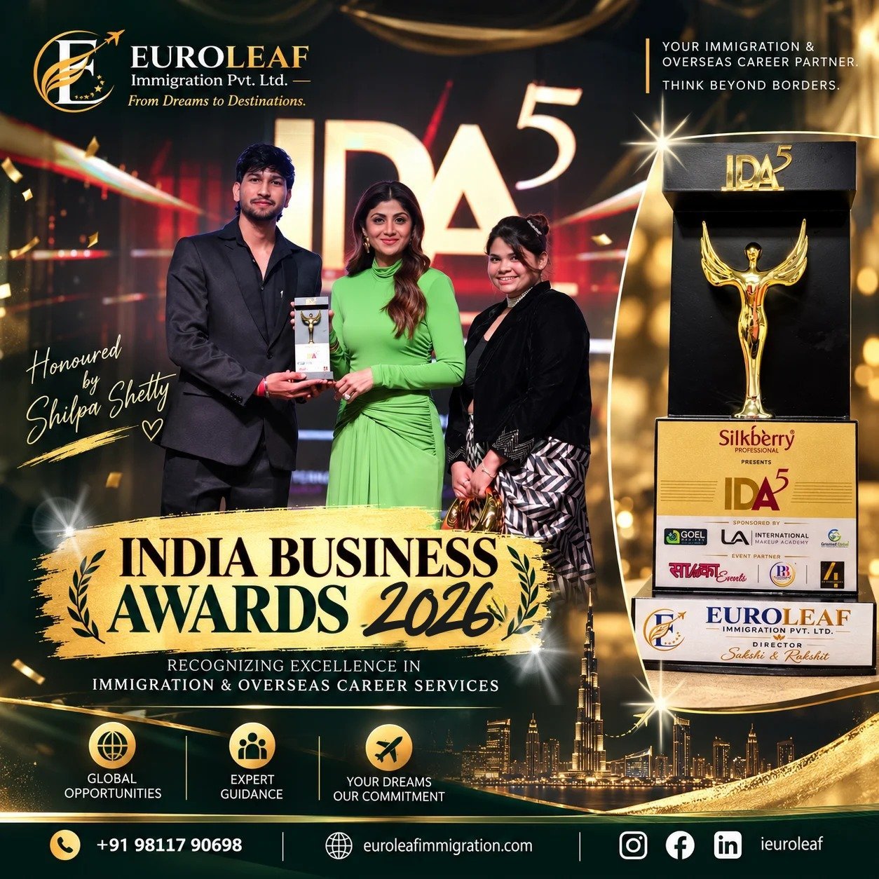 EuroLeaf Immigration honoured at the India Business Awards 2026